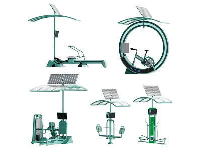 Outdoor Solar Powered Sports Equipment With Exercise Machines And Digital Screens 3d model