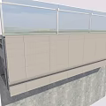 Modern Elevated Structure With Glass Railing And Gray Wall Panels Design 3d model