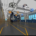 Modern Kindergarten Interior Design With Hanging Planets Decorations Circular Pendant Lights And Spacious Hallway