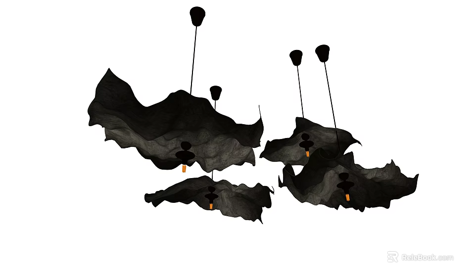 Unique Black Chandeliers Featuring Irregular Flake Design For Interior Lighting 3d model