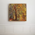 Colorful Impressionist Oil Painting Depicting Natural River Scenery Hanging on Interior Wall