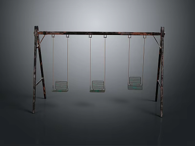Multiple People Enjoying Outdoor Swing Set With Three Seats And Metal Frame 3d model