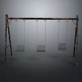 Multiple People Enjoying Outdoor Swing Set With Three Seats And Metal Frame