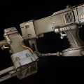 Detailed Futuristic Metallic Sci Fi Weapon With Barrel Grip And Ammunition Clips