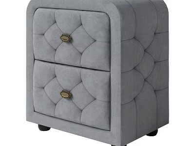 Gray Chest of Drawers With Quilted Design Two Drawers Gold Knobs And Black Casters 3d model