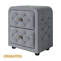 Gray Chest of Drawers With Quilted Design Two Drawers Gold Knobs And Black Casters
