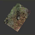 3D Terrain Model With Central Stone Pillar And Colorful Textured Surface
