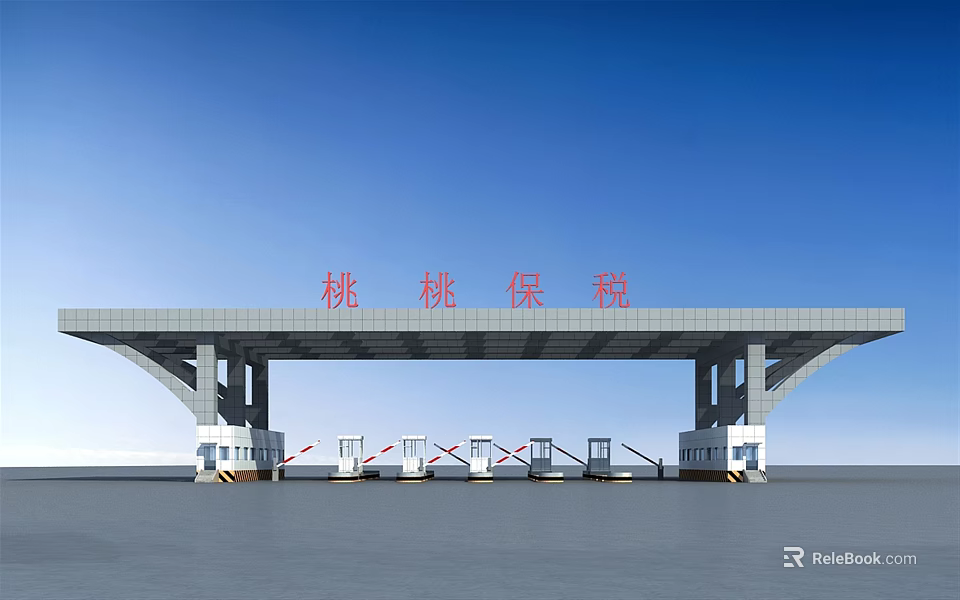 Taotao Bonded Entry Gate With Overhead Structure And Toll Barriers 3d model 
