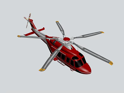 Helicopter Aircraft Passenger Aircraft Vehicle Red Aircraft 3d model