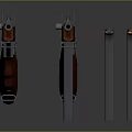 Vintage Weapons With Wooden Stocks And Metal Barrels On Black Stand