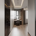 Modern Bedroom Interior Design With Gray Walls Bedside Lamps And Wall Art