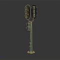 Dual Headed Traffic Light On Metal Pole With Green Light Illuminated Against Dark Background