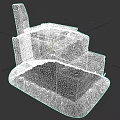 Weathered Stone Building Component With Stepped Structure And Metal Grid Cover On Top 3d model