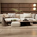 Modern Double Sofa Coffee Table Combination Coffee Table Ornaments 3d model