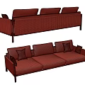 Modern Orange Three Seater Sofa With Metal Frame And Decorative Pillows 3d model