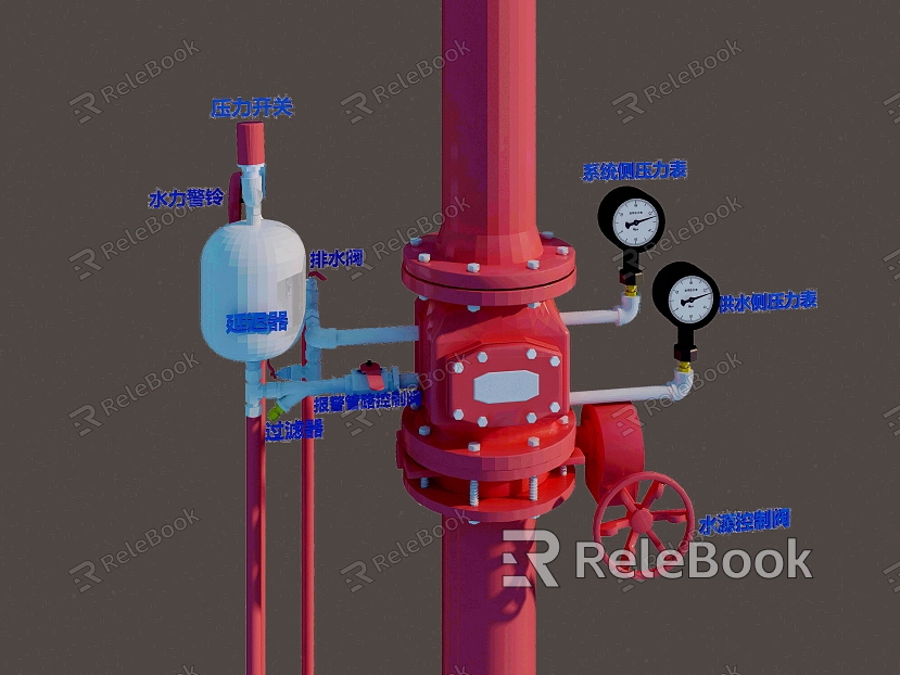 Wet alarm valve group automatic fire sprinkler system model