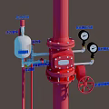 Wet alarm valve group automatic fire sprinkler system 3d model