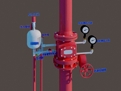 Wet alarm valve group automatic fire sprinkler system 3d model