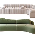 Modern Light Beige Sectional Sofa With Ribbed Design And L Shaped Structure 3d model