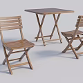 Two Practical Wooden Folding Leisure Chairs With Square Table Set Design
