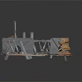 Industrial Mechanical Structure With Metal Frame Support Beams And Wooden Platforms