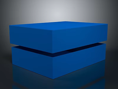 Blue Cubes Stacked On Reflective Surface With Gray Gradient Background 3d model