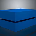 Blue Cubes Stacked On Reflective Surface With Gray Gradient Background