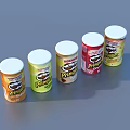 Colorful Pringles Potato Chip Cans In Various Hues For Daily Snack Storage