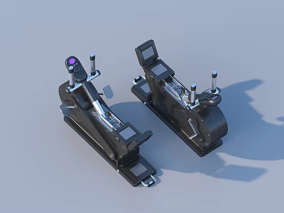 Two Black Fitness Sports Equipment With Adjustable Seats And Training Handles 3d model