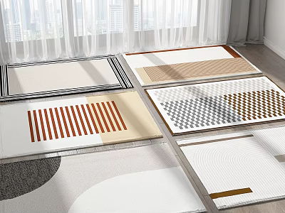 Modern Square Rugs With Diverse Patterns And Stylish Design Elements 3d model