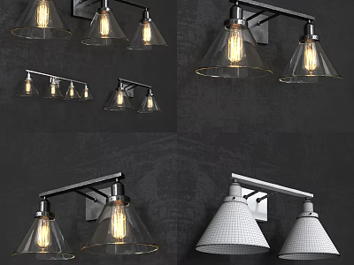 Modern Wall Sconces Collection With Glass Shades And Metal Brackets For Home Interior Lighting 3d model