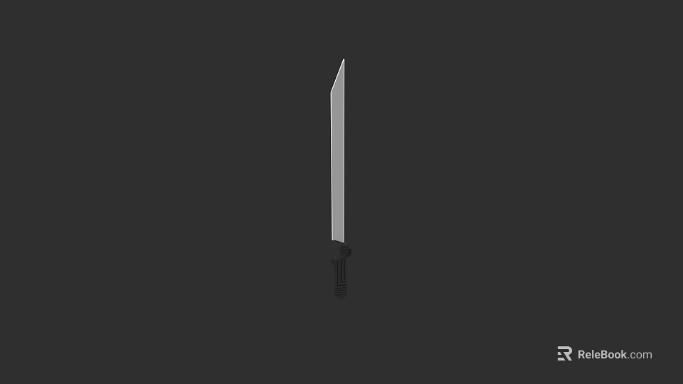 Sharp Blade Weapon Made Of Stainless Steel With Black Handle Design 3d model 