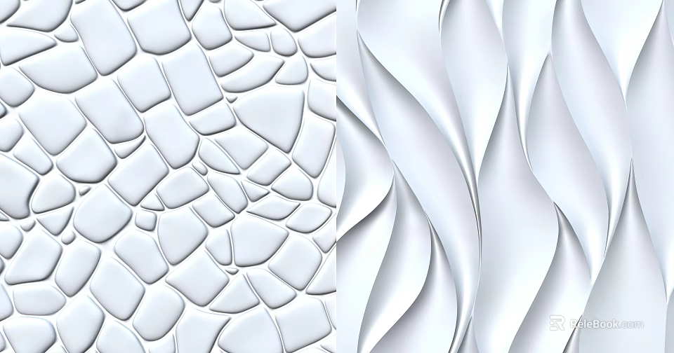 White Background Wall With 3D Geometric Pattern And Wavy Texture Design 3d model 
