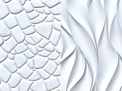 White Background Wall With 3D Geometric Pattern And Wavy Texture Design 3d model