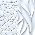 White Background Wall With 3D Geometric Pattern And Wavy Texture Design