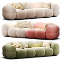 Modern Two Seater Sofa With Cozy Colorful Pillows And Soft Round Modules Design