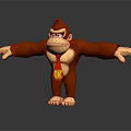 Cartoon Red Gorilla Character Standing with Red Tie DK Logo and Outstretched Arms