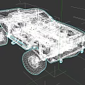 Red Modified Pickup Truck with Black Roof Supercharger on Hood and Large Off-Road Tires