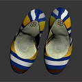 Stylish High Heels With Yellow Blue White Brown Stripes Mesh Design And Stiletto Heel