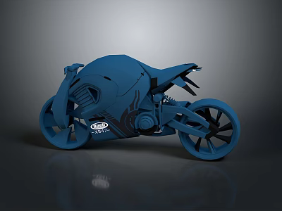Blue Falcon Motorcycle with Modern Sleek Streamlined Body and Black Wheels 3d model