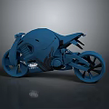 Blue Falcon Motorcycle with Modern Sleek Streamlined Body and Black Wheels 3d model