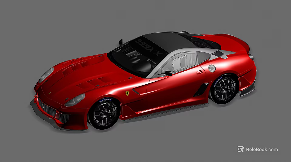 Red Ferrari Sports Car With Black Roof Sleek Aerodynamic Design And Sporty Wheels 3d model 