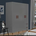 Modern White Wardrobe With Wooden Handles And Drawers For Bedroom Storage Design
