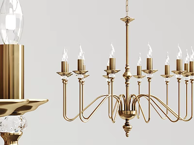 Elegant Classic Gold Chandelier Design With Multiple Candlestick Arms And Crystal Details 3d model