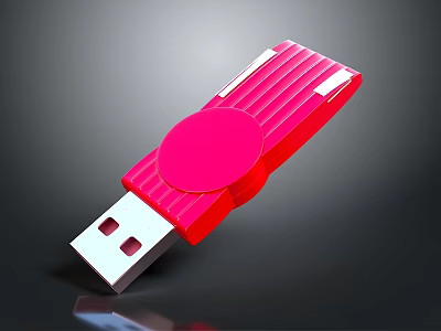 Red Portable USB Flash Drive High Speed Storage for Mobile Digital Devices 3d model
