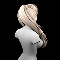 Game And Movie Character 3D Model With Long Blonde Curly Hair Upper Body Black Background