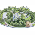 Scenic Park Landscape With Lush Trees Winding Paths And Water Features 3d model