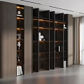 Elegant Modern Wooden Bookcase With Built in Lighting Shelves And Decor Items