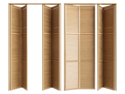 Modern Wooden Slatted Folding Doors Interior Design With Classic Style And Functionality 3d model