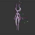 Futuristic Sci Fi Game Cinematic Character With Angular Horns White Purple Armor And Tech Lines 3d model